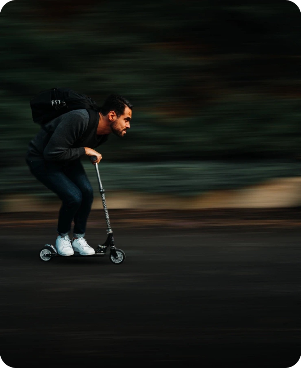 A rider on a shared scooter.