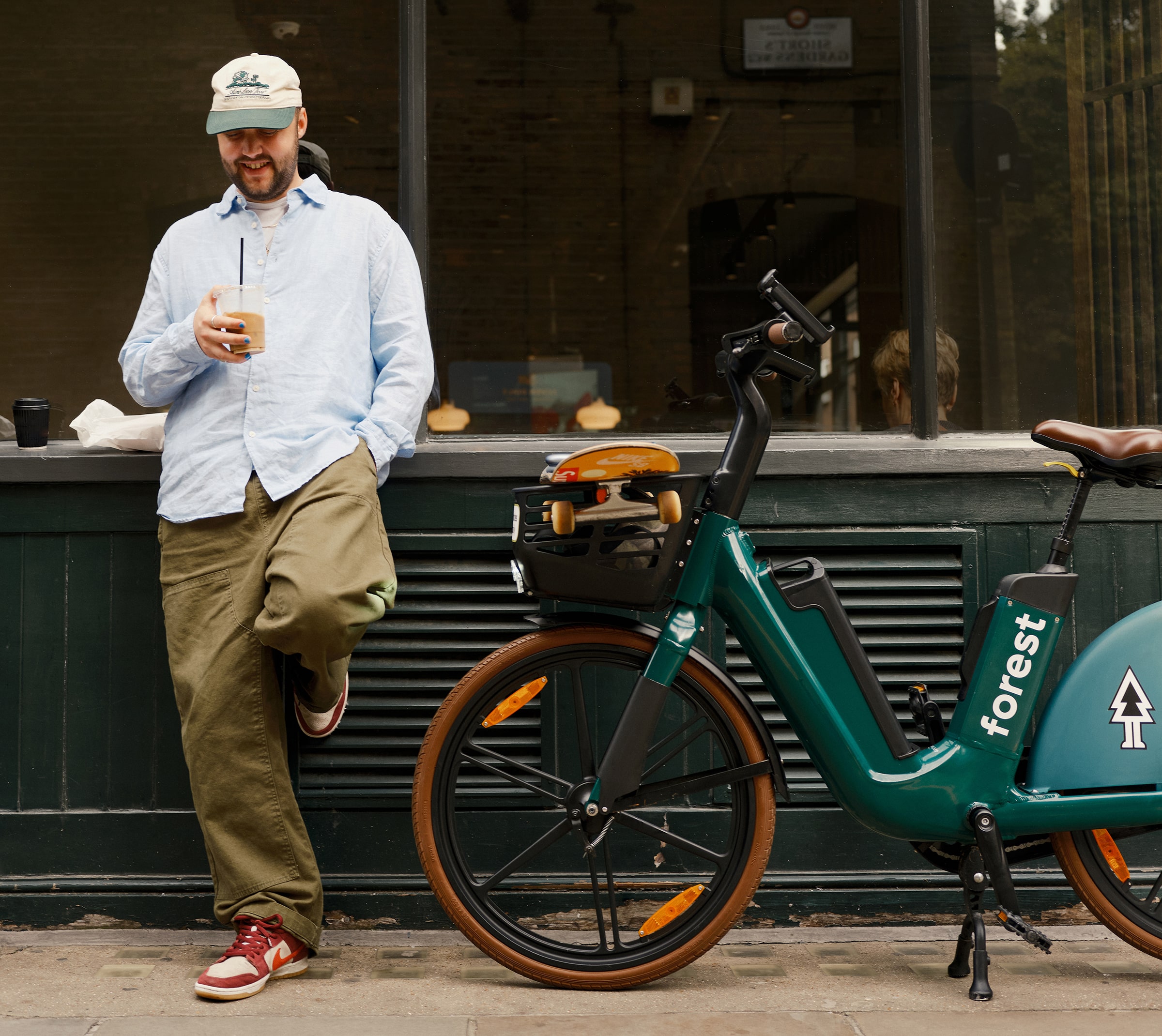 A rider with a Forest e-bike on a London street